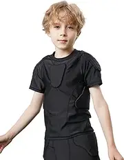 [Topeter] Kids Compression Padded Shirt Protective T-Shirt Rib Chest Shoulder Protector
