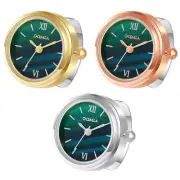 Green Dial Roman Numberals Quartz Finger Ring Watch Adjustable Womens Mens Gift