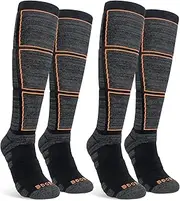 [srclo] Womens Mens Thermal Warm Cotton Knee High Long Socks, Walking Hiking Ski Socks for Ladies Mens ,Cushioned Thick Winter Athletic Sports Socks 2Pairs 4-7 9-12.
