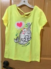 Carter's Narwhal Tee Shirt Top Girls Short Neon yellow/Green 10/12
