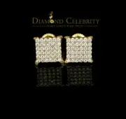 925 Sterling Yellow Silver 0.72ct Cubic Zirconia Square Womens Stud Earrings