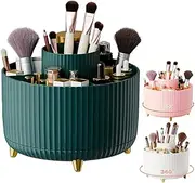 Kousee 360° Rotating Makeup Organiser, Spinning Makeup Brush Holder with Anti-slip Mat, Make Up Storage 5 Compartments for Skincare Perfumes Cosmetics Bathroom Bedroom Stationery Storage (Green)
