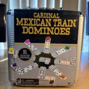 Cardinal Mexican Train Dominoes 91 Tile Set Board Game in Aluminum Carrying Case