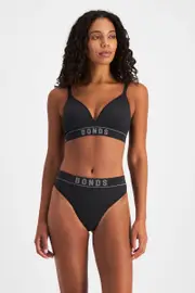 [Bonds] Bonds Women's Bloody Comfy™ Period Retro Rib G-String Ultra-Light in Black Size: 10, Moisture-Wicking 10 Black