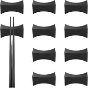 Jindizi 10 PCS Chopsticks Rest Little Chopsticks Stands Spoon Fork Holder Set Chopsticks Utensil Cutlery Stand Black