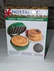 New Nostalgia MyMini Reindeer Waffle Maker Green Great for Camper Dorm Small (Aq