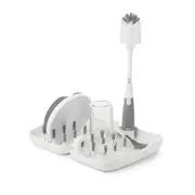 OXO Tot On the Go Drying Rack & Bottle Brush Set Grey Bottles Feeding Cups