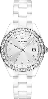 [Emporio Armani] Women's White Ceramic Leo Analogue Watch, 36mm