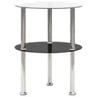 vidaXL 2-Tier Side Table Transparent & Black 38 cm Tempered Glass HEE