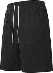 [Generic] Mens Running Shorts Elastic Waist Baggy Loose Fit Lightweight Sports Breathable Pajama for Men Skinny Jeans Thai 4XL Button Fly Trousers with Knee Pads Motorcycle Leather