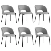 Oikiture 6x Armchair Dining Chair Accent Chairs Tub Armchairs Fabric Grey&Black