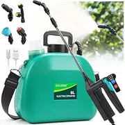 SYLSTAR Pressure Sprayer 8 Litres, Electric Plant Sprayer with 4 Mist Nozzles, USB Rechargeable Handle and Telescopic Rod, Three Spray Speeds, Garden Sprayer, Weed Sprayer & Water Sprayer