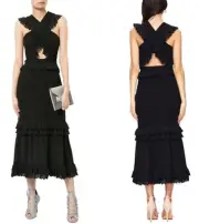 ALICE McCALL BLACK EVERYTHING SHE WANTS CUT OUT BRODERIE ANGLAISE MIDI DRESS 14