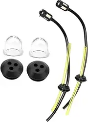 JISADER 6Pcs Universal Grass Trimmer Fuels Lines Universal Petrol Filter Kit Flexible Lawnmower with 2 Primer Bulbs for Hedge Trimmer