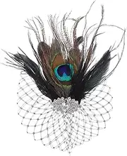 [FOMIYES] Feathered Fascinator Hair Clip with Vintage Netting Elegant Hair Accessory for Weddings Parties Special Events Lightweight Design Versatile Hair Decoration