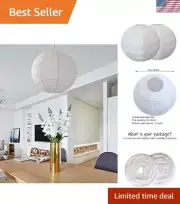 18 inch White Round Paper lantern Lamps, Paper Lamp Shade, Chinese Lantern, H...