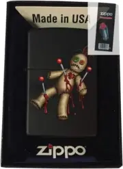 Zippo 59642 Voodoo Doll Stuck with Pins Black Matte Lighter + FLINT PACK
