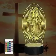 Virgin Mary Gifts, Attivolife 3D Our Lady Night Light Illusion Hologram Lamp 16 Color Changing with Remote Control + Timer, LED Best Birthday Christian Gifts for Religious Women Men Commemorate