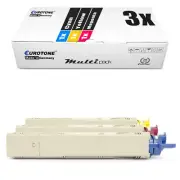 3x Toner F Sleeve R OKI C 3300 3400 3450 3600 Like 43459329 - 43459331 Color Cmy