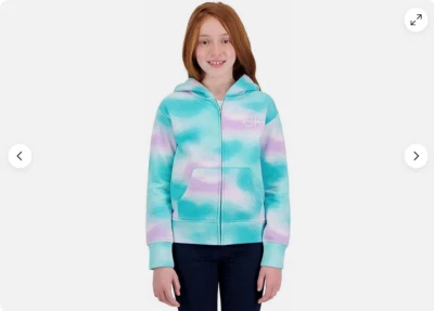 CALVIN KLEIN TIE DYE GIRLS FULL ZIP HOODIE (AQUA SKY M 10/12)NWT