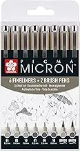 SAKURA Pigma Micron Fineliner Pen Set - Pack of 8 Light Cool Grey & Cool Grey - Includes 01 05 10 Pigment Pens - Professional Quality Pigment Ink - Waterproof and Leak-Proof