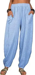 [PTOLOCIF] Women Summer Flowy Cotton Linen Pants Wide Leg Pants Comfy Straight Leg Lightweight Pants Flowy Work Pant Trousers