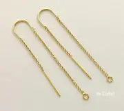 2pcs 14k yellow gold filled cable chain ear threader earring with U hook E59g