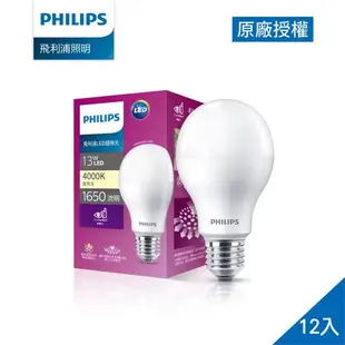 Philips 飛利浦 超極光真彩版 13W/1650流明 LED燈泡-自然光4000K-12入(PL11N)