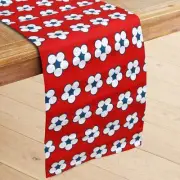 NNEDSZ Homewares 100% Cotton Printed Table Runner Cotton Bud Red