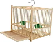 HAPINARY 1 Set Bamboo Bird Cage for Parrots Durable Easy to Clean Bird Carrier with Hanging Hook Comfortable Space for Indoor and Outdoor Use for Finches and Canaries
