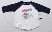TT Gear By Tiny Turnip Baby's 3/4-Sleeve Raglan Shark Tee CF6 White/Navy Size 3T