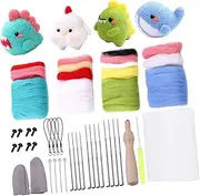 MUELODSIC 4Set Wool Felting Needle Kit for Beginners Adorable DIY Craft Animal Kit with Tools for Adults to Create Unique Doll Ornaments