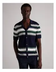[Blaq] Koa Knitted Short Sleeve Shirt in Navy