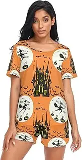 [RPLIFE] Halloween Haunted Houses Women's Sleepwear, Womens Size Small Pajamas