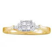 14k Yellow Gold Princess Diamond Cluster Bridal Engagement Ring 1/4 Cttw