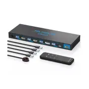 4K144Hz KVM Switch 4 Computers 1 Monitor USB3.0 DisplayPort+2HDMI+USB C KVM S...