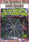 3x Giant BLACK WIDOW 1.5m Nylon SPIDER WEBS + SPIDERS Halloween Horror Party