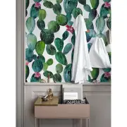 Cacti with flowers wall mural Watercolor decor Floral removable wallpaper