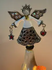 Ceramic Christmas Tree Topper Americana Angel With Charms