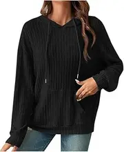 [Generic] Women's Hooded Long Sleeved Fashionable Hoodie, Skin Friendly and Versatile Kangaroo Pocket Top