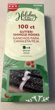 100 Count Holiday Living Gutter/Shingle Hooks Clips Outdoor BRAND NEW EASY USE