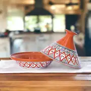 Handmade, Hand-painted Supreme Red Ceramic 10" Tagine Cooking Pot