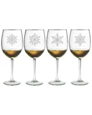 Susquehanna Glass Paper Snowflakes Set of Four 19oz Wine Glasses