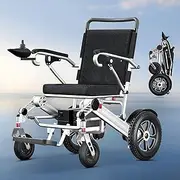 Ultralight aluminum folding electric wheelchair, 38+ Miles Long Travel Range with 2 Lithium Batteries, All Terrain Motorized Power Wheelchair for Seniors, and disabled, can be taken on the road
