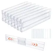 8Pack Clear Drawer Dividers for Clothes Kitchen Drawer Dividers Adjustable