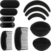 11 Pieces Women Volume Hair Bases Hair Styling Insert Tools Hair Bump Up Combs Clips Black Sponge Hair Accessories for Women DIY Hairstyles
