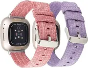 Bands Compatible with Fitbit Sense 2/Versa 4/Versa 3/Sense, Breathable Woven Fabric Strap, Adjustable Replacement Wristbands for Women Men