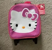 NWT RARE Sanrio HELLO KITTY Childrens Pink Rolling Trolley Top Handle Bag