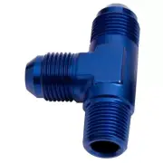 Aeroflow AF826-04 Tee -4AN With 1/8" NPT On Run Blue AN Tee With NPT On Run A...