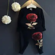 NWT 2 piece sweater and cuffed pants 3-D rose sequined set kids sizes 2 & 4